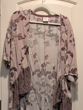 Knox Rose Mauve Floral Open-Front Tunic Kimono
